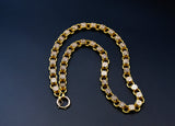 Victorian 14K Solid Yellow Gold Ornate Floral Link Book Chain Necklace, Collar Locket Chain, 20" Statement Necklace