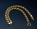Victorian 14K Solid Yellow Gold Ornate Floral Link Book Chain Necklace, Collar Locket Chain, 20" Statement Necklace