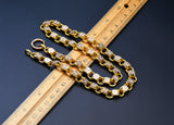 Victorian 14K Solid Yellow Gold Ornate Floral Link Book Chain Necklace, Collar Locket Chain, 20" Statement Necklace