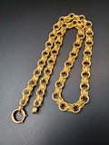 Victorian 14K Solid Yellow Gold Ornate Floral Link Book Chain Necklace, Collar Locket Chain, 20" Statement Necklace