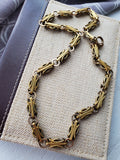 Antique Victorian Yellow Green Gold Filled Ornate Floral Link Book Chain Necklace, Collar Locket Chain, Statement Necklace, 19.5 Inches