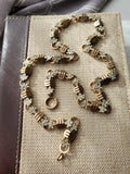 Antique Victorian Yellow Green Gold Filled Ornate Floral Link Book Chain Necklace, Collar Locket Chain, Statement Necklace, 19.5 Inches