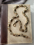 Antique Victorian Yellow Green Gold Filled Ornate Floral Link Book Chain Necklace, Collar Locket Chain, Statement Necklace, 19.5 Inches
