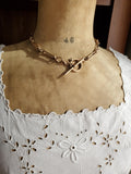 Antique Gold Filled Long Short Paper Clip Trombone link Albert Pocket Watch Chain, 16.25 Inches, Choker Necklace