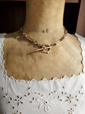Antique Gold Filled Long Short Paper Clip Trombone link Albert Pocket Watch Chain, 16.25 Inches, Choker Necklace