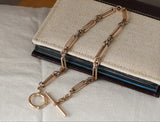 Antique Gold Filled Long Short Paper Clip Trombone link Albert Pocket Watch Chain, 16.25 Inches, Choker Necklace
