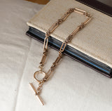 Antique Gold Filled Long Short Paper Clip Trombone link Albert Pocket Watch Chain, 16.25 Inches, Choker Necklace