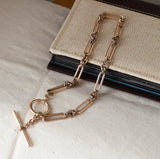Antique Gold Filled Long Short Paper Clip Trombone link Albert Pocket Watch Chain, 16.25 Inches, Choker Necklace