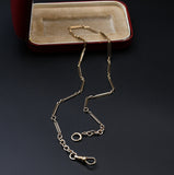 Antique Solid 10K Gold Long Short Link Watch Chain, 16 Inches, Watch Fob Locket Chain, Gift for Her
