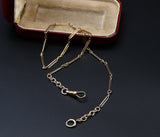 Antique Solid 10K Gold Long Short Link Watch Chain, 16 Inches, Watch Fob Locket Chain, Gift for Her