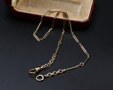 Antique Solid 10K Gold Long Short Link Watch Chain, 16 Inches, Watch Fob Locket Chain, Gift for Her