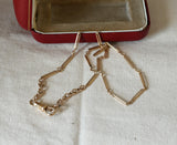 Antique Solid 10K Gold Long Short Link Watch Chain, 16 Inches, Watch Fob Locket Chain, Gift for Her