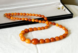 Antique Art Deco Baltic Butterscotch Egg Yolk Amber Bead Graduated Choker Necklace, 24 Inches, Gift for Her