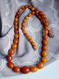 Antique Art Deco Baltic Butterscotch Egg Yolk Amber Bead Graduated Layering Necklace, 24 Inches, Gift for Her