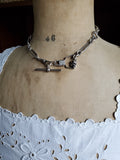 Antique English Sterling Silver Long Short Paper Clip Trombone link Albert Pocket Watch Chain, 16 Inches, Choker Necklace