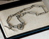Antique English Sterling Silver Long Short Paper Clip Trombone link Albert Pocket Watch Chain, 16 Inches, Choker Necklace