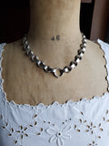 Victorian Sterling Silver Interlocking Ornate Link Book Chain Necklace, Collar Locket Chain, Statement Necklace