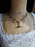 Antique English 15K Long Short Paper Clip Trombone link Albert Pocket Watch Chain, 16.25 Inches, Choker Necklace