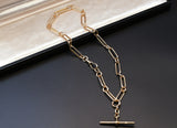 Antique English 15K Long Short Paper Clip Trombone link Albert Pocket Watch Chain, 16.25 Inches, Choker Necklace