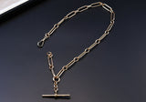 Antique English 15K Long Short Paper Clip Trombone link Albert Pocket Watch Chain, 16.25 Inches, Choker Necklace