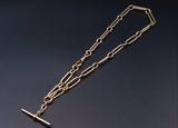 Antique English 15K Long Short Paper Clip Trombone link Albert Pocket Watch Chain, 16.25 Inches, Choker Necklace