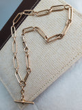 Antique English 15K Long Short Paper Clip Trombone link Albert Pocket Watch Chain, 16.25 Inches, Choker Necklace