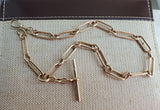 Antique English 15K Long Short Paper Clip Trombone link Albert Pocket Watch Chain, 16.25 Inches, Choker Necklace