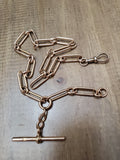 Antique English 15K Long Short Paper Clip Trombone link Albert Pocket Watch Chain, 16.25 Inches, Choker Necklace