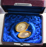 Antique Victorian European 15K Solid Gold Emerald Rose Cut Diamond Seed Pearl Oval Photo Locket,  Circa 1880
