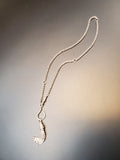 Antique Victorian Sterling Silver Rolo Link Watch Chain with Oversized Shepherd Hook and Tassel Pendant
