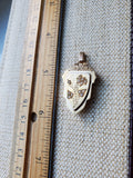Antique Victorian European French 18K Gold Shield Crest Shape Seed Pearl Photo Locket, Gift for Her