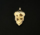Antique Victorian European French 18K Gold Shield Crest Shape Seed Pearl Photo Locket, Gift for Her
