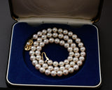 Classic Mikimoto Akoya Pearl Single Strand Necklace, 6.5mm-6.9mm, Hand Knotted, 18K Yellow Gold Pearl Clasp, 18 Inches, Gift for Her
