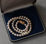 Classic Mikimoto Akoya Pearl Single Strand Necklace, 6.5mm-6.9mm, Hand Knotted, 18K Yellow Gold Pearl Clasp, 18 Inches, Gift for Her