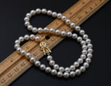 Classic Mikimoto Akoya Pearl Single Strand Necklace, 6.5mm-6.9mm, Hand Knotted, 18K Yellow Gold Pearl Clasp, 18 Inches, Gift for Her