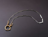 Antique Platinum Bar Link Watch Chain, 14K Swivel and Clasp, 14.75"-16" with Gold Filled Bolt Clasp, Watch Fob Locket Chain