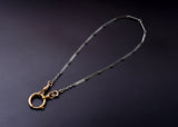Antique Platinum Bar Link Watch Chain, 14K Swivel and Clasp, 14.75"-16" with Gold Filled Bolt Clasp, Watch Fob Locket Chain