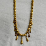 Antique Victorian Yellow Gold Filled Egyptian Revival Cleopatra Fringe Drop Statement Necklace, Collar Chain, Circa 1880s