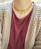 Antique Victorian Yellow Gold Filled Egyptian Revival Cleopatra Fringe Drop Statement Necklace, Collar Chain, Circa 1880s