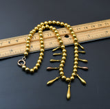 Antique Victorian Yellow Gold Filled Egyptian Revival Cleopatra Fringe Drop Statement Necklace, Collar Chain, Circa 1880s