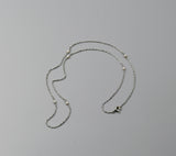Estate Solid Platinum Seed Pearl Link Chain Necklace, 18" Long, Gift for Her
