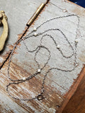 Estate Solid Platinum Seed Pearl Link Chain Necklace, 18" Long, Gift for Her