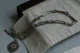 Antique English Sterling Silver Trombone link Watch Chain, Choker Necklace