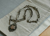 Antique English Sterling Silver Trombone link Watch Chain, Choker Necklace