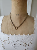 Antique Victorian 12K-14K Solid Gold Double Interlocking Link Collar Chain Necklace, Locket Watch Chain, Choker, 17.75 Inches