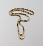 Antique Victorian 12K-14K Solid Gold Double Interlocking Link Collar Chain Necklace, Locket Watch Chain, Choker, 17.75 Inches