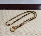 Antique Victorian 12K-14K Solid Gold Double Interlocking Link Collar Chain Necklace, Locket Watch Chain, Choker, 17.75 Inches