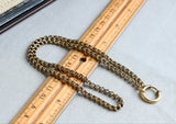 Antique Victorian 12K-14K Solid Gold Double Interlocking Link Collar Chain Necklace, Locket Watch Chain, Choker, 17.75 Inches