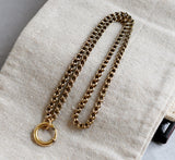 Antique Victorian 12K-14K Solid Gold Double Interlocking Link Collar Chain Necklace, Locket Watch Chain, Choker, 17.75 Inches