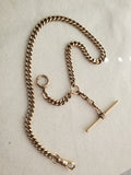 Antique 12K Solid Gold Curb Link Watch Chain Choker Necklace, Gift for Her